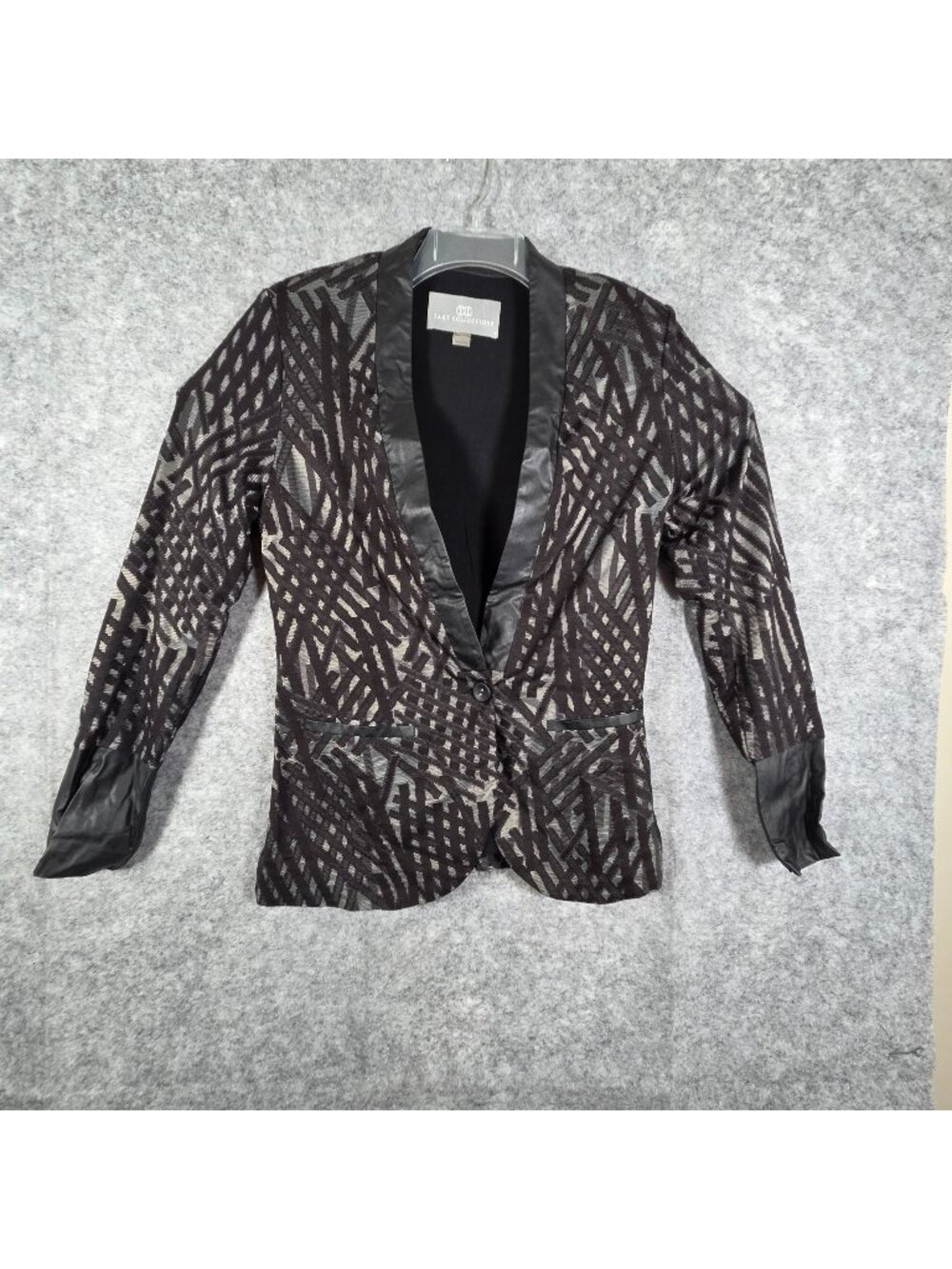 Tart Collection Women's Blazer Black Geometric Print Single Button  Black Size S